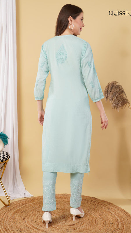 Dobby cotton Embroidery Chikankari Full Set