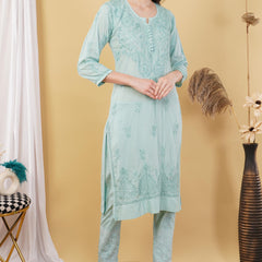 Dobby cotton Embroidery Chikankari Full Set