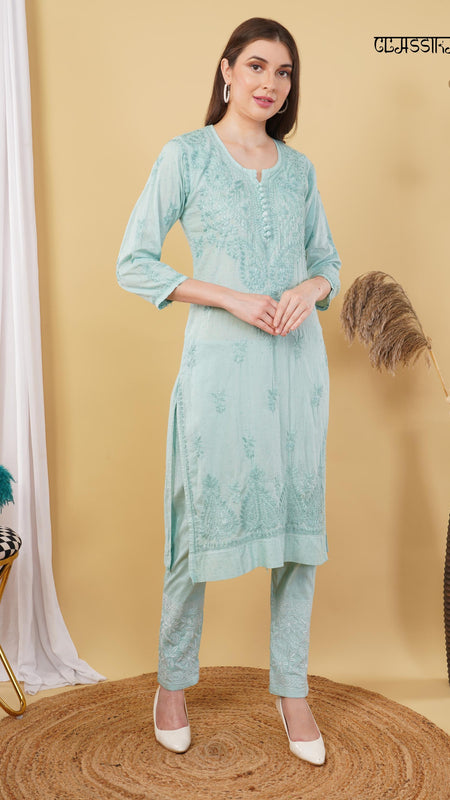 Dobby cotton Embroidery Chikankari Full Set