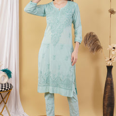 Dobby cotton Embroidery Chikankari Full Set