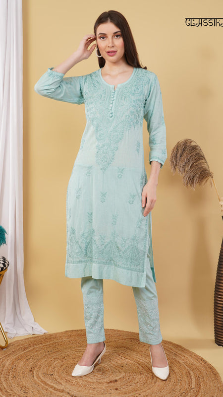 Dobby cotton Embroidery Chikankari Full Set