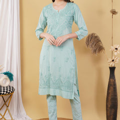 Dobby cotton Embroidery Chikankari Full Set