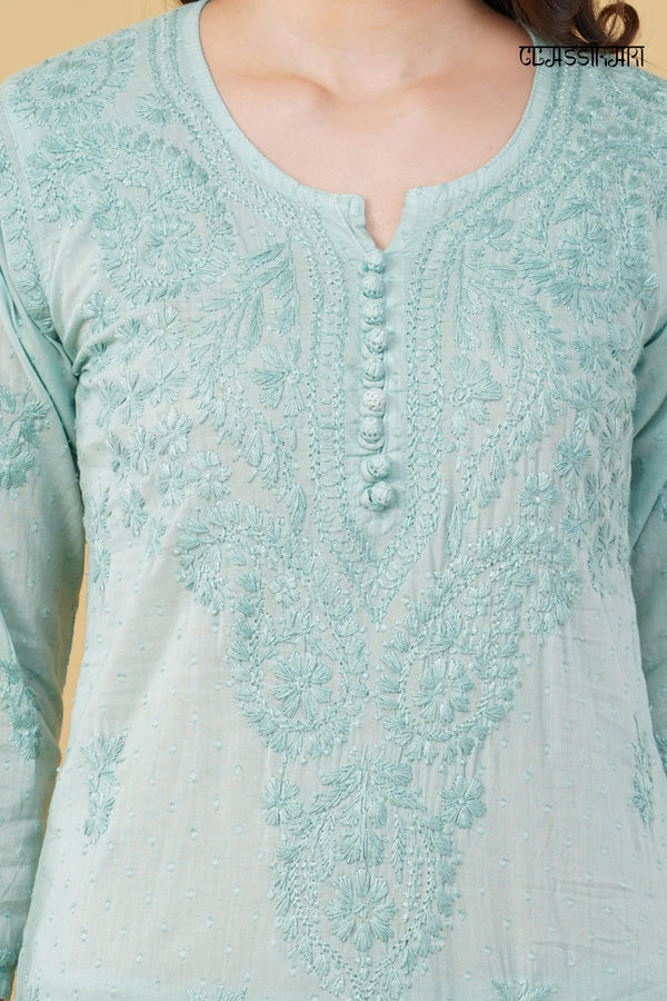 Dobby cotton Embroidery Chikankari Full Set