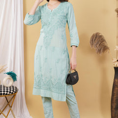 Dobby cotton Embroidery Chikankari Full Set