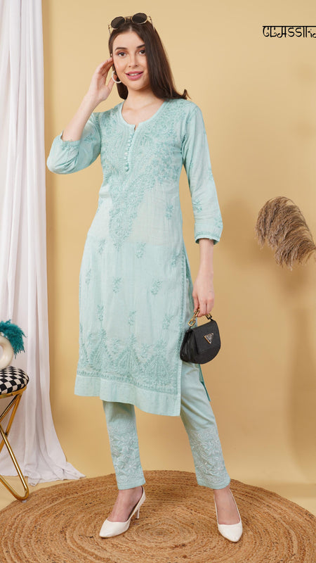 Dobby cotton Embroidery Chikankari Full Set