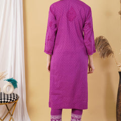 Dobby cotton Embroidery Chikankari Full Set