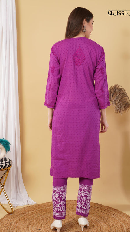 Dobby cotton Embroidery Chikankari Full Set