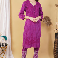 Dobby cotton Embroidery Chikankari Full Set