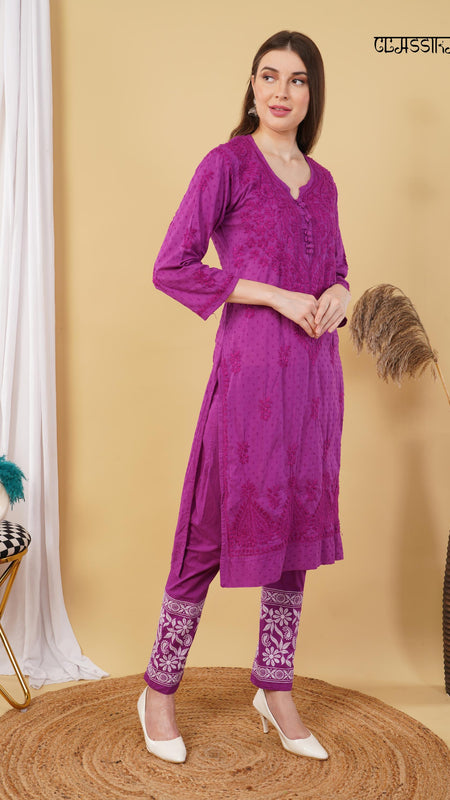 Dobby cotton Embroidery Chikankari Full Set