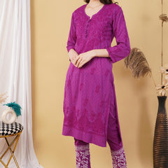 Dobby cotton Embroidery Chikankari Full Set