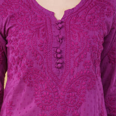 Dobby cotton Embroidery Chikankari Full Set