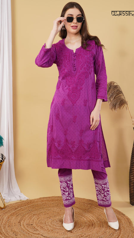 Dobby cotton Embroidery Chikankari Full Set