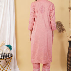 Dobby cotton Embroidery Chikankari Full Set