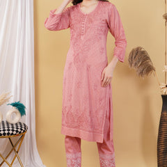 Dobby cotton Embroidery Chikankari Full Set