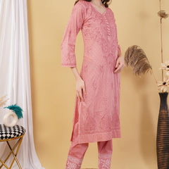 Dobby cotton Embroidery Chikankari Full Set