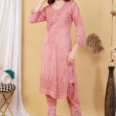 Dobby cotton Embroidery Chikankari Full Set