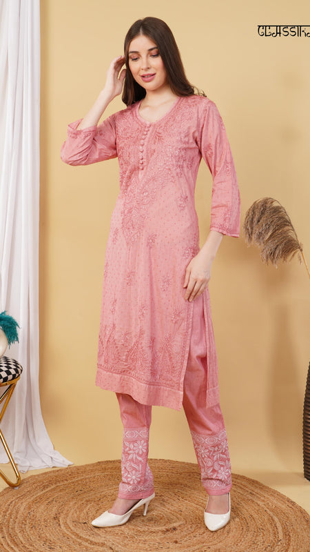 Dobby cotton Embroidery Chikankari Full Set
