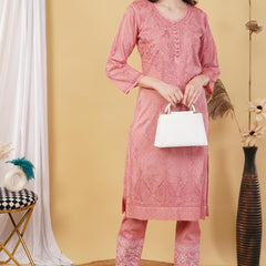 Dobby cotton Embroidery Chikankari Full Set