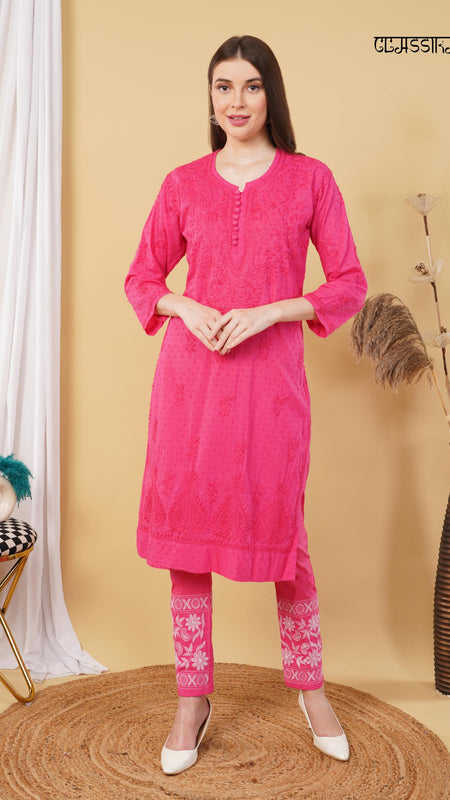 Dobby cotton Embroidery Chikankari Full Set
