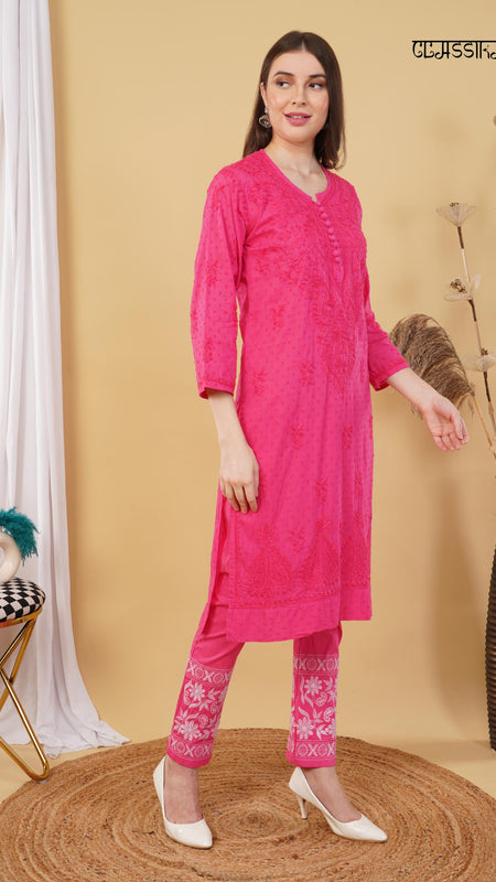 Dobby cotton Embroidery Chikankari Full Set