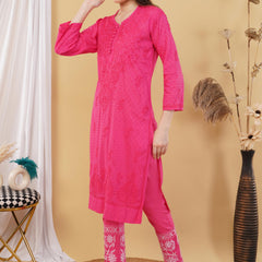 Dobby cotton Embroidery Chikankari Full Set