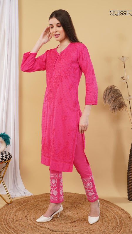 Dobby cotton Embroidery Chikankari Full Set