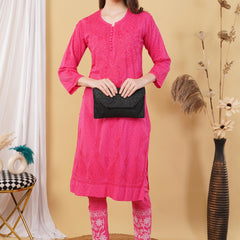 Dobby cotton Embroidery Chikankari Full Set