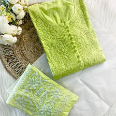 Dobby cotton Embroidery Chikankari Full Set