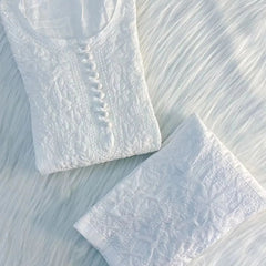 Dobby cotton Embroidery Chikankari Full Set