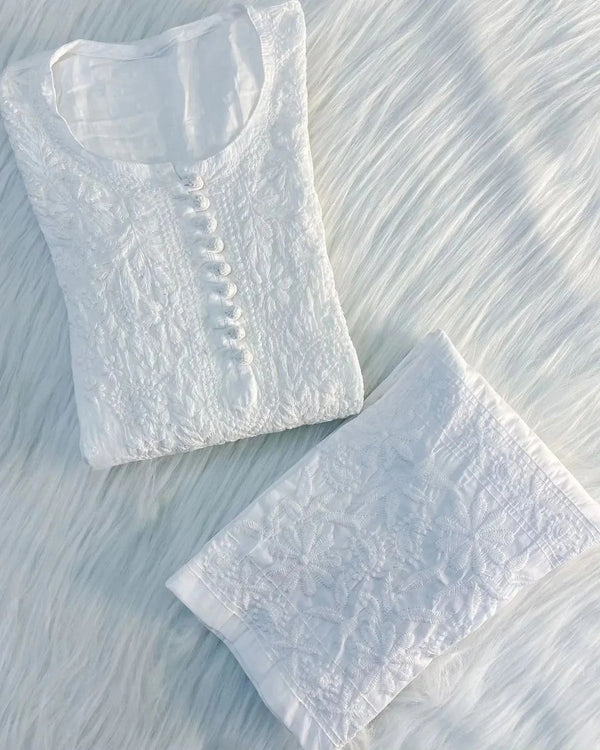 Dobby cotton Embroidery Chikankari Full Set