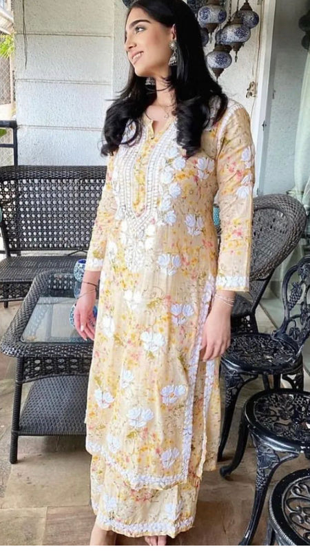 HAND EMBROIDED MAL MAL PRINTED CO-ORD SET