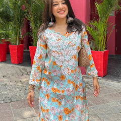 Door hand-embroidered malmal Kurti with gift💝 inside/ Door kurti