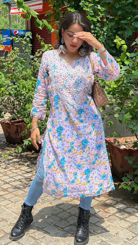 Door hand-embroidered malmal Kurti with gift💝 inside/ Door kurti