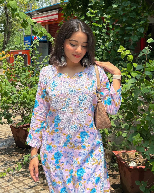 Door hand-embroidered malmal Kurti with gift💝 inside/ Door kurti