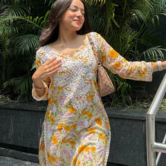 Door hand-embroidered malmal Kurti with gift💝 inside/ Door kurti