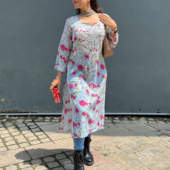 Door hand-embroidered malmal Kurti with gift💝 inside/ Door kurti