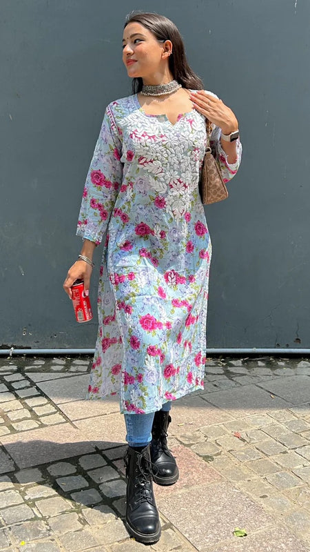 Door hand-embroidered malmal Kurti with gift💝 inside/ Door kurti