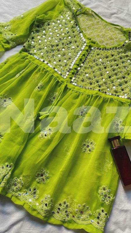 PICK ANY (2) SHORT MIROR KURTIES OF FRONT WORK