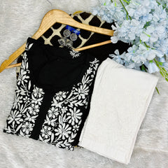 Handworked Chikankari Modal fabric kurti with gift π inside