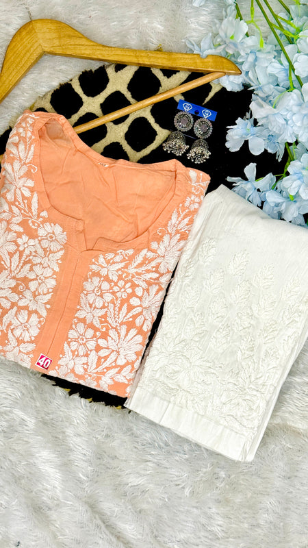 Handworked Chikankari Modal fabric kurti with gift π inside