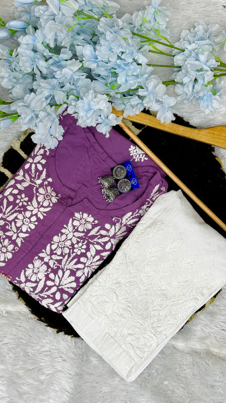 Handworked Chikankari Modal fabric kurti with gift π inside