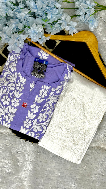 Handworked Chikankari Modal fabric kurti with gift π inside