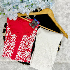 Handworked Chikankari Modal fabric kurti with gift π inside