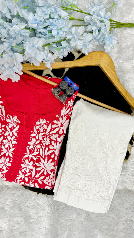 Handworked Chikankari Modal fabric kurti with gift π inside