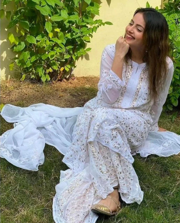 GEORGETTE FRONT JAAL SET WITH GOTA PATTI WORK