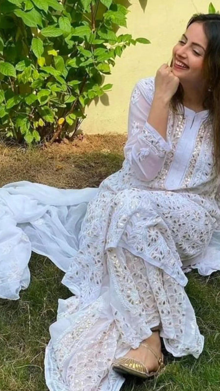 GEORGETTE FRONT JAAL SET WITH  GOTA PATTI WORK