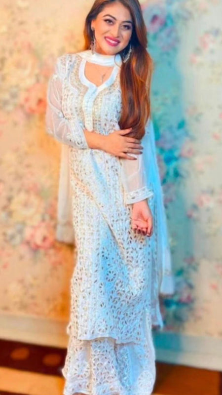 GEORGETTE FRONT JAAL SET WITH  GOTA PATTI WORK