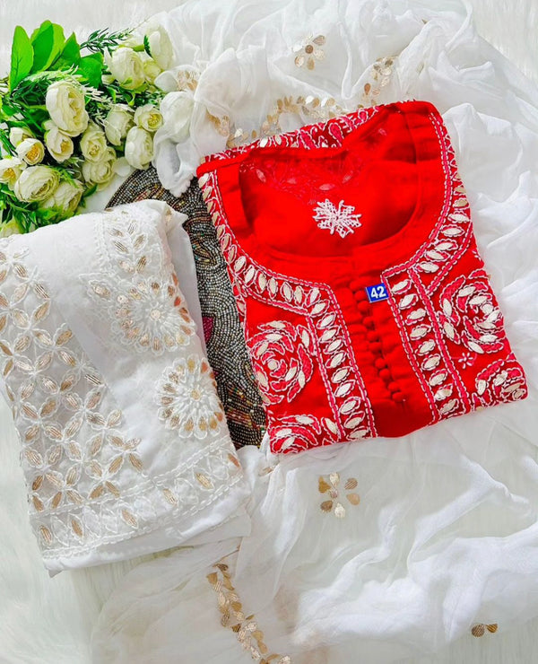 GEORGETTE FRONT JAAL SET WITH GOTA PATTI WORK