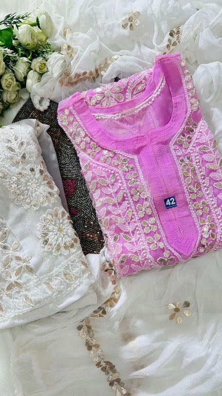 GEORGETTE FRONT JAAL SET WITH  GOTA PATTI WORK