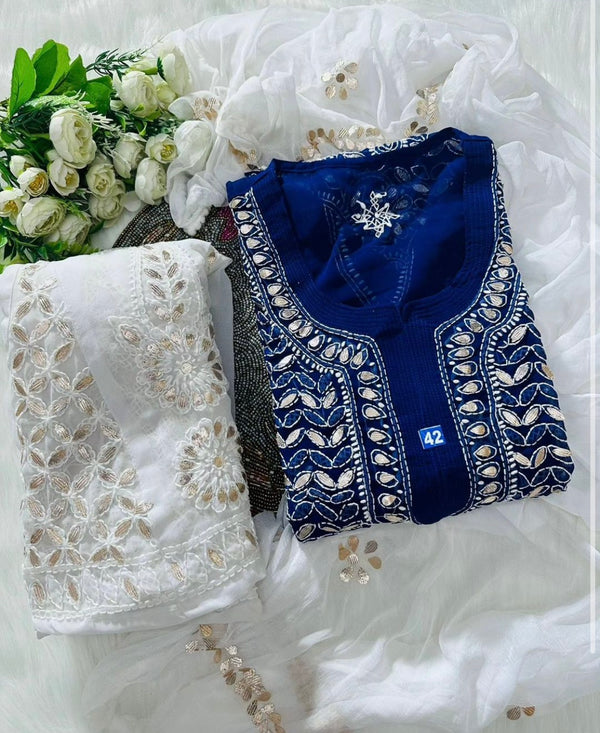 GEORGETTE FRONT JAAL SET WITH GOTA PATTI WORK
